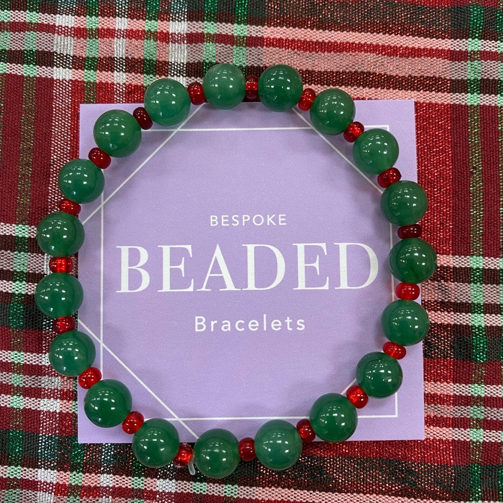 Custom made green aventurine  stretch bracelet